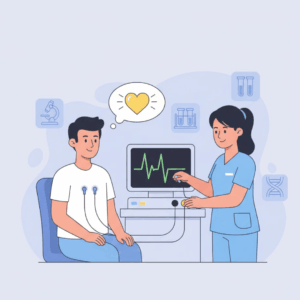Electrocardiogram (ECG) monitor displaying a patient’s heart rhythm)